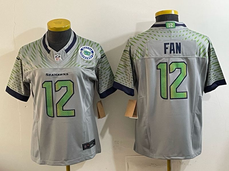 Women Seattle Seahawks #12 Fan Grey 5th generations 2026 Nike Limited NFL Jersey style 03